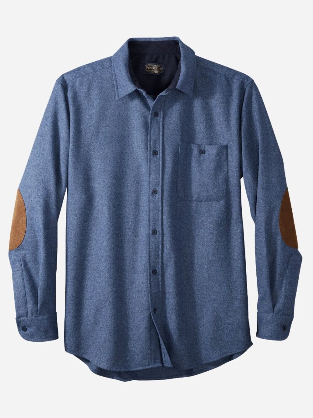 Pendleton Men's Navy Tan Trail Elbow Patch Wool Button-Front Shirt Size XL